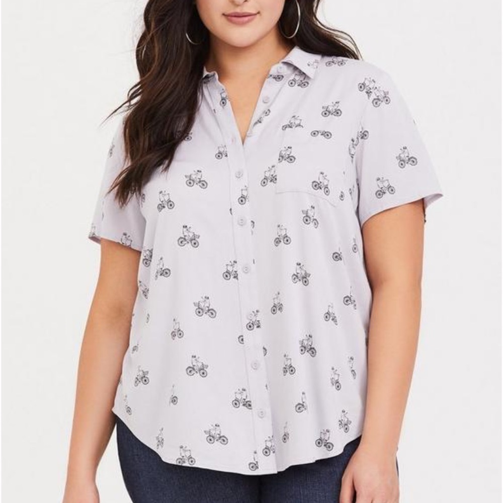 Torrid Stretch Challis Button-Front Shirt